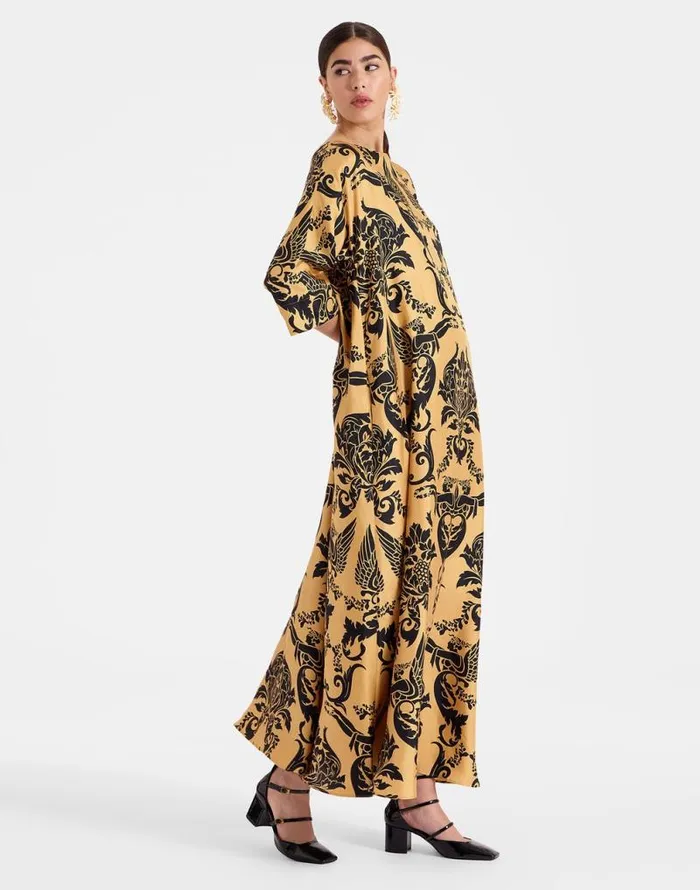 Muumuu Dress Round Neck Cherubs Gold Women La Double J Dresses Muumuu Dress Round Neck Cherubs Gold Women La Double J Dresses