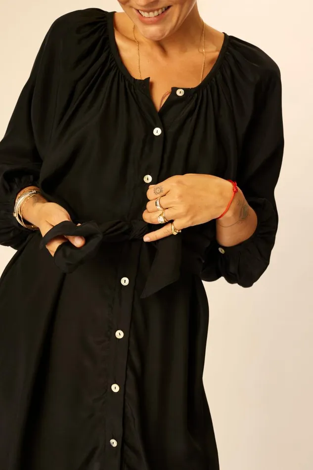 Natalie Martin ALEX SHORT DRESS Black Silk Shop Dresses