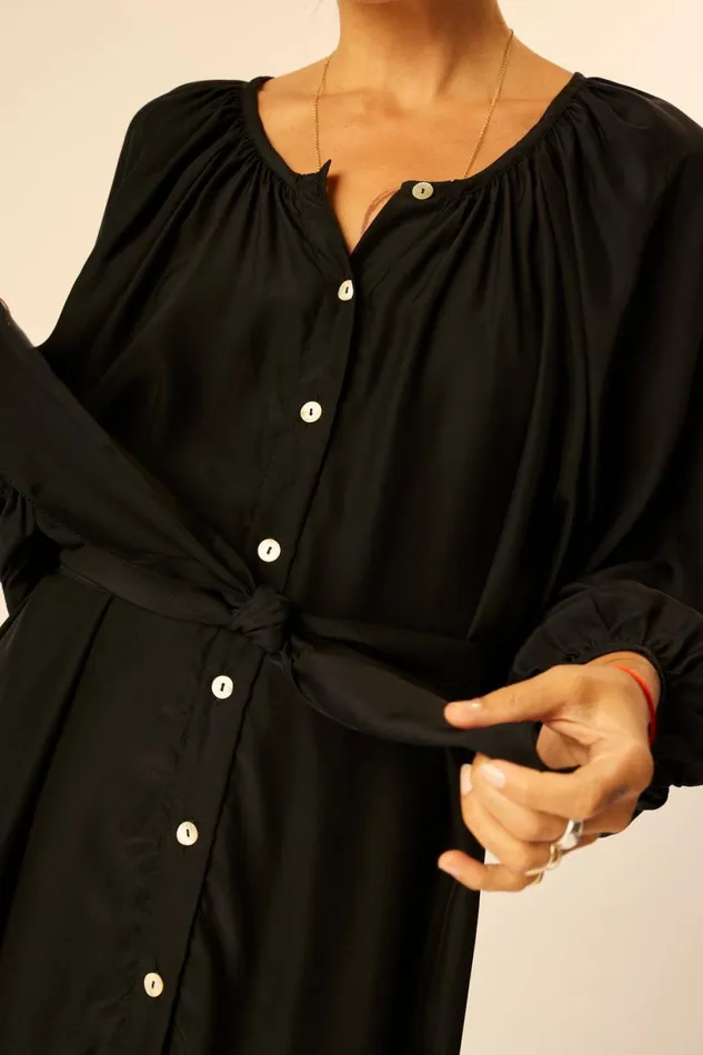 Natalie Martin ALEX SHORT DRESS Black Silk Shop Dresses
