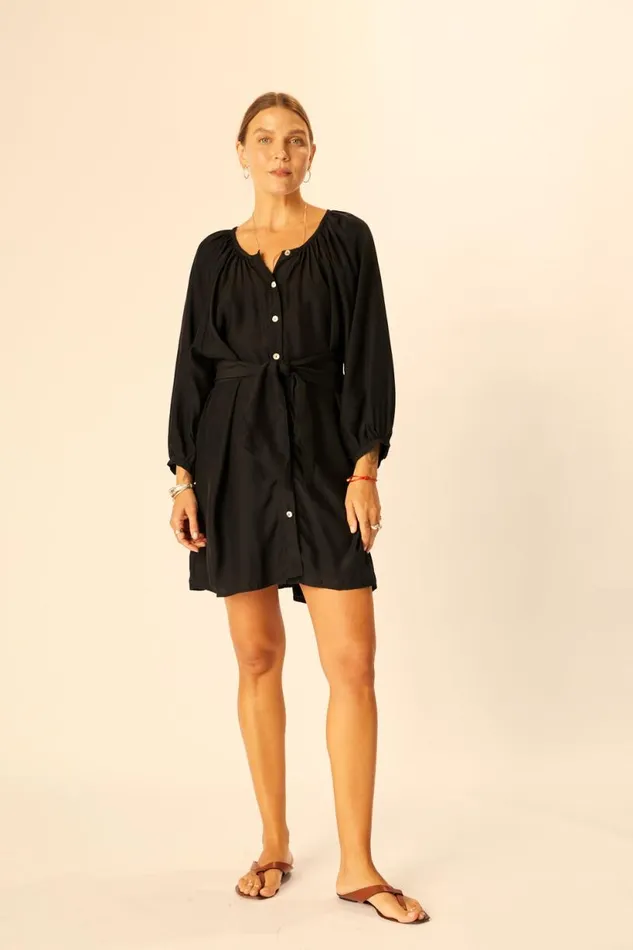 Natalie Martin ALEX SHORT DRESS Black Silk Shop Dresses