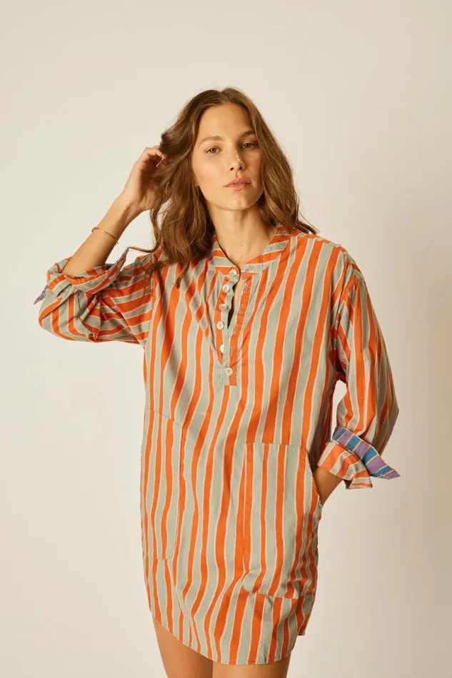 Natalie Martin APRS SWIM TOP Batik Stripe Sage Shop Coverups