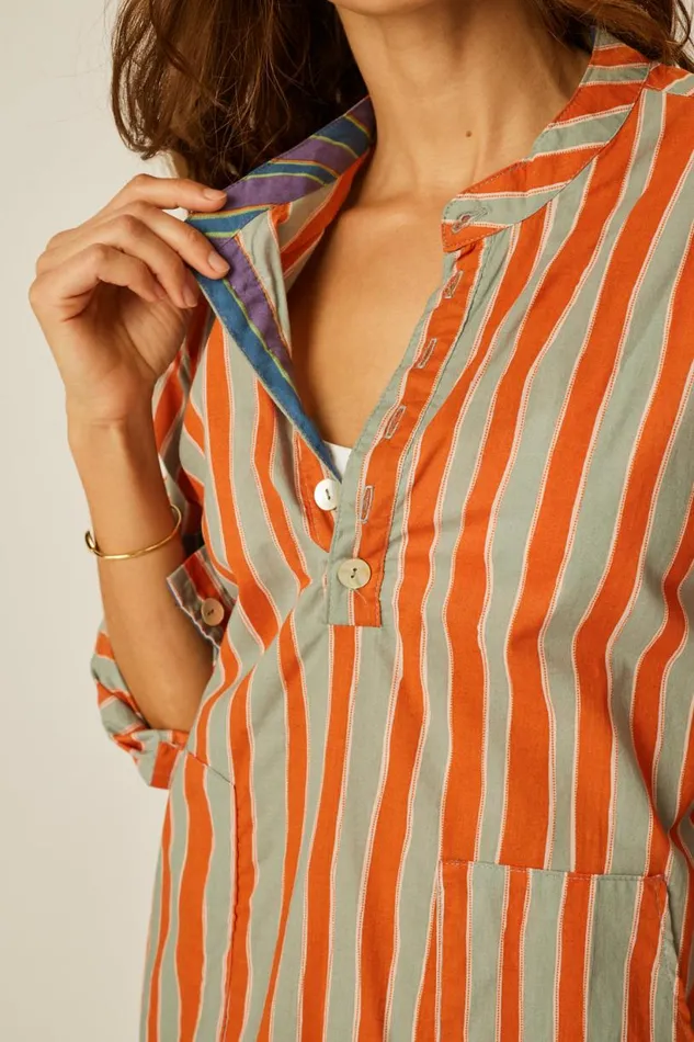Natalie Martin APRS SWIM TOP Batik Stripe Sage Shop Coverups