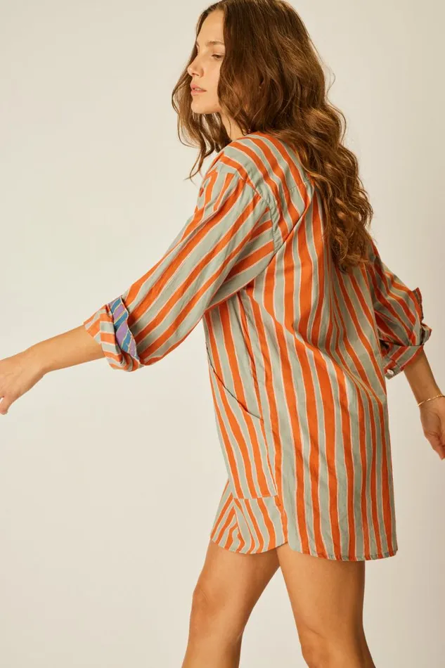 Natalie Martin APRS SWIM TOP Batik Stripe Sage Shop Coverups