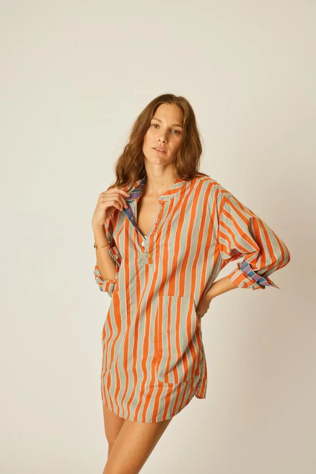 Natalie Martin APRS SWIM TOP Batik Stripe Sage Shop Coverups