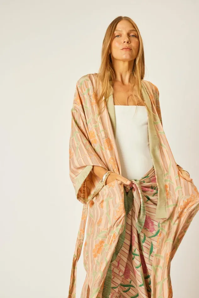 Natalie Martin DIANE LONG ROBE Chamomile Apricot Shop Dresses