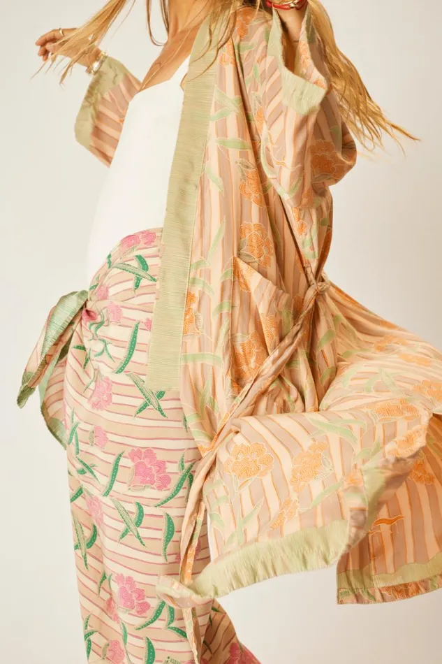 Natalie Martin DIANE LONG ROBE Chamomile Apricot Shop Dresses