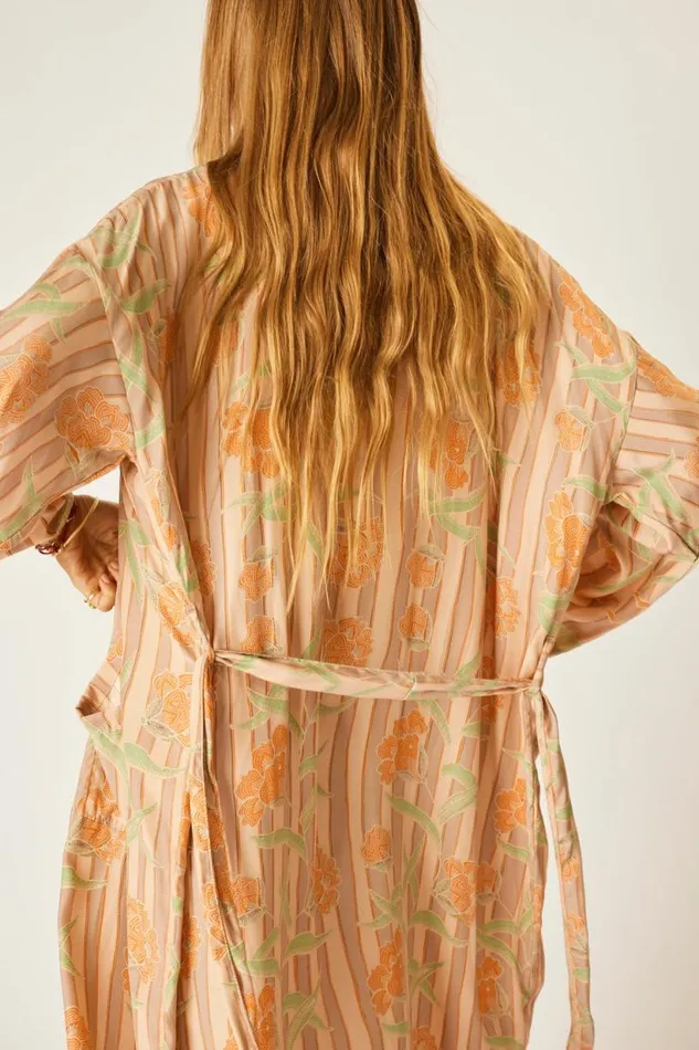 Natalie Martin DIANE LONG ROBE Chamomile Apricot Shop Dresses