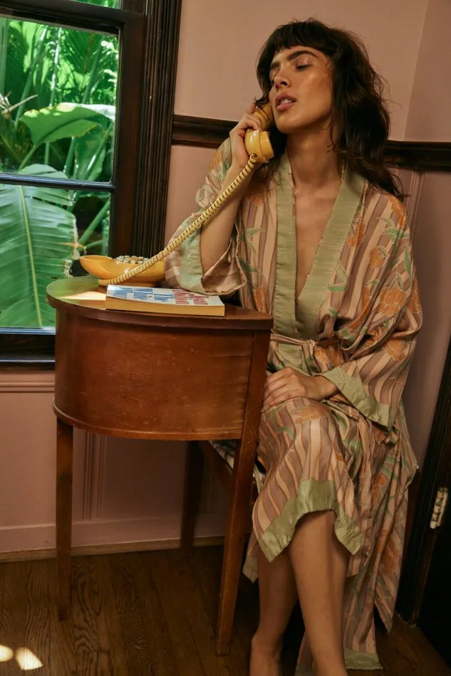 Natalie Martin DIANE LONG ROBE Chamomile Apricot Shop Dresses