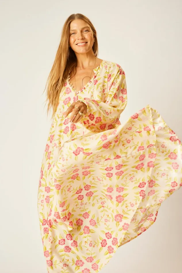 Natalie Martin FIORE MAXI Prairie Dusty Crimson Shop Dresses