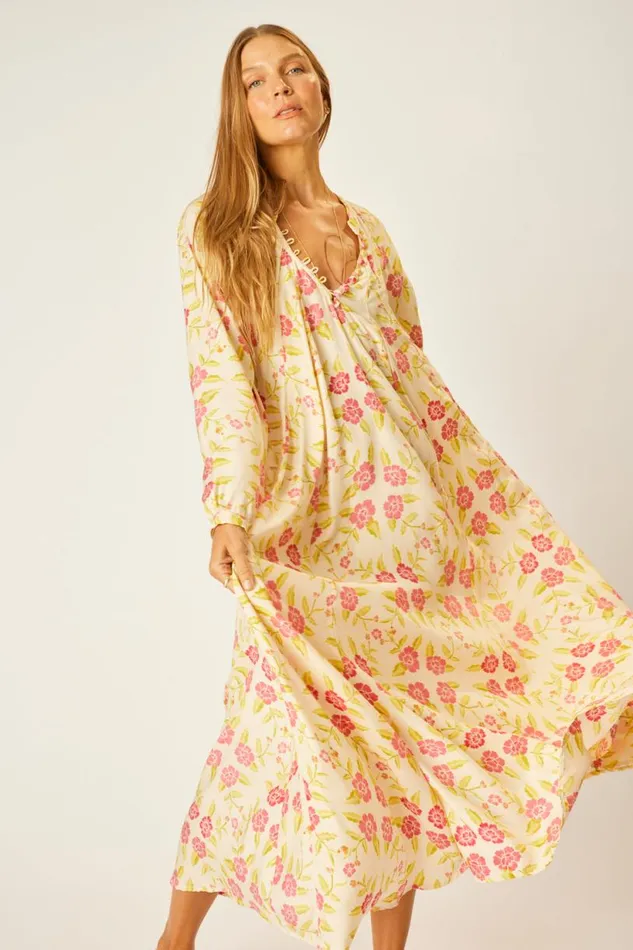 Natalie Martin FIORE MAXI Prairie Dusty Crimson Shop Dresses