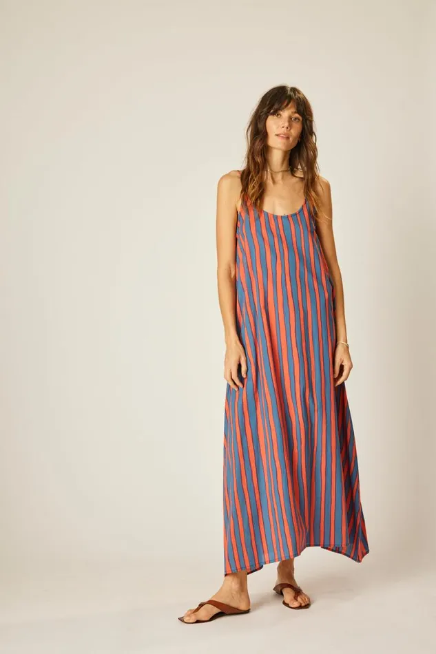 Natalie Martin HEATHER MAXI Batik Stripe Blood Orange Shop Dresses