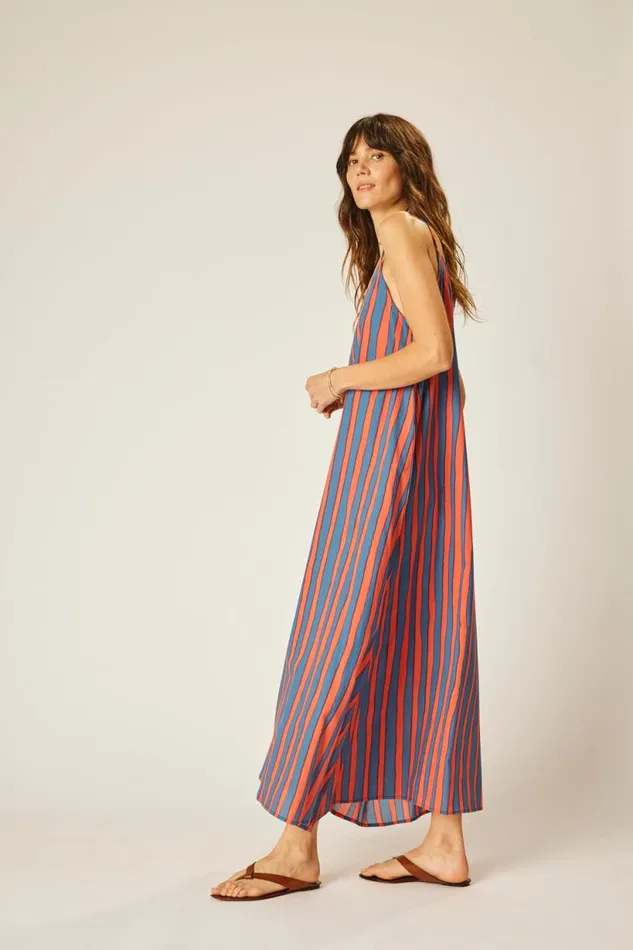 Natalie Martin HEATHER MAXI Batik Stripe Blood Orange Shop Dresses