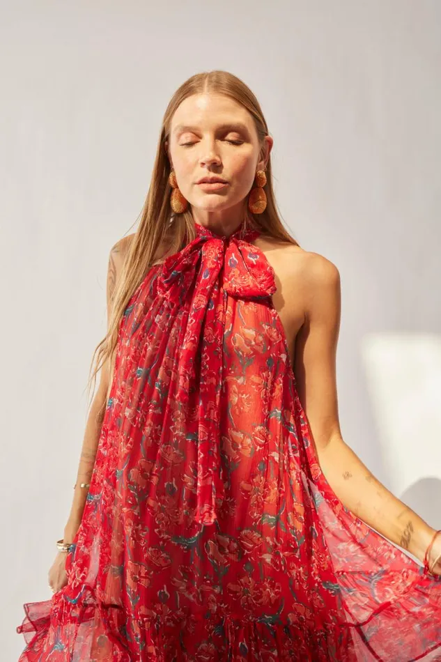 Natalie Martin INDIANA MINI Chiffon Watercolor Verm Shop Dresses