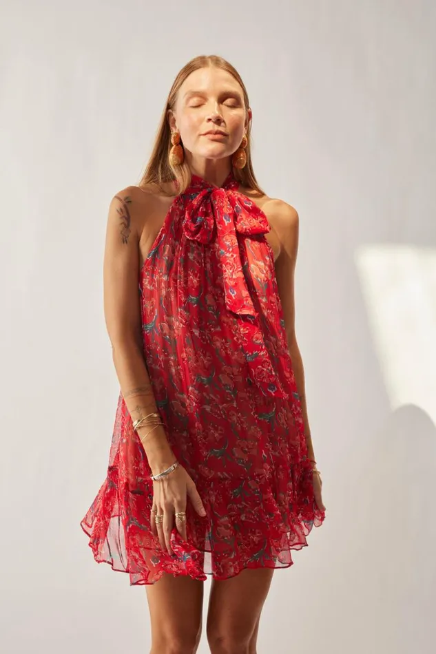 Natalie Martin INDIANA MINI Chiffon Watercolor Verm Shop Dresses