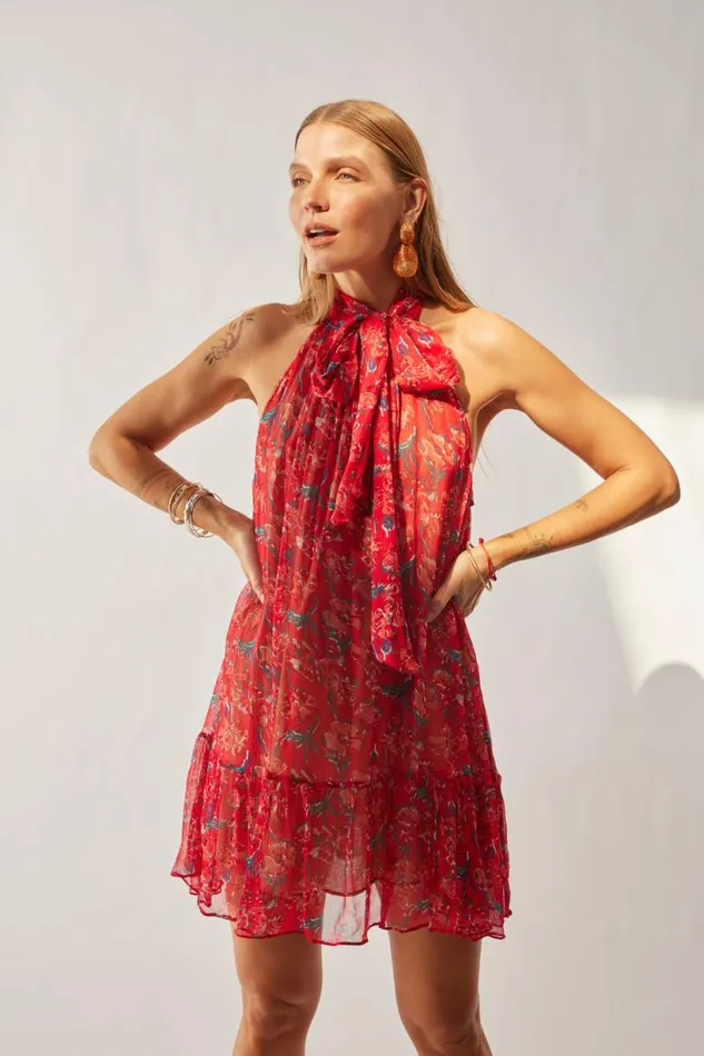 Natalie Martin INDIANA MINI Chiffon Watercolor Verm Shop Dresses