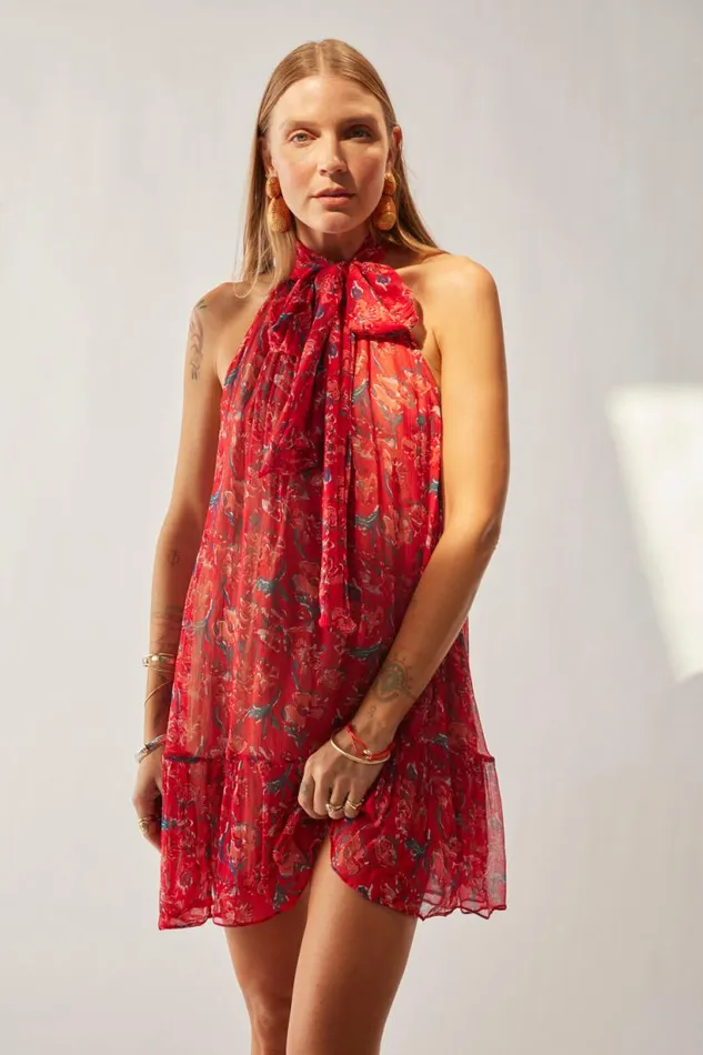 Natalie Martin INDIANA MINI Chiffon Watercolor Verm Shop Dresses