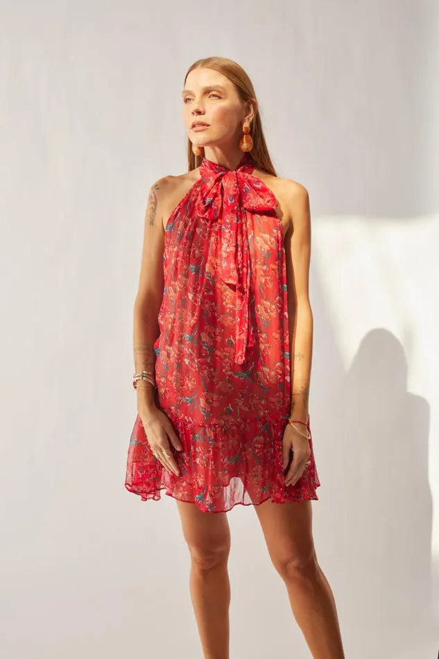 Natalie Martin INDIANA MINI Chiffon Watercolor Verm Shop Dresses