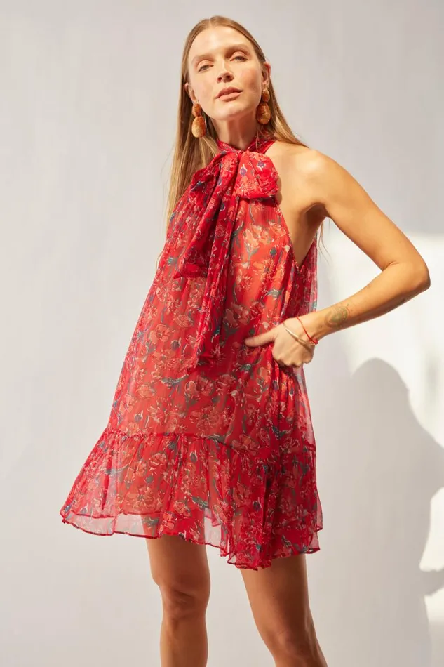Natalie Martin INDIANA MINI Chiffon Watercolor Verm Shop Dresses