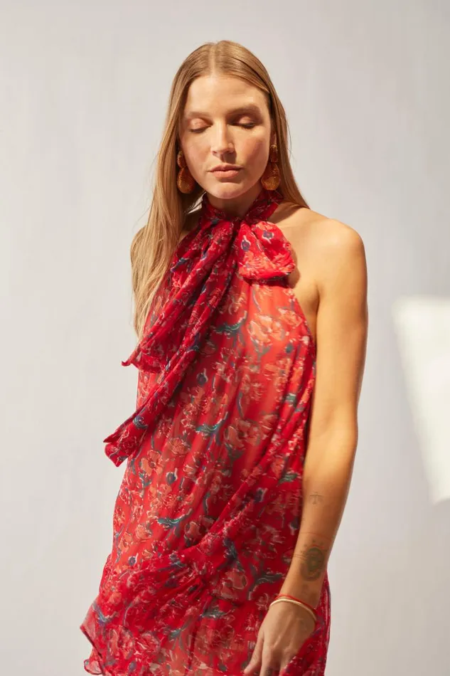 Natalie Martin INDIANA MINI Chiffon Watercolor Verm Shop Dresses