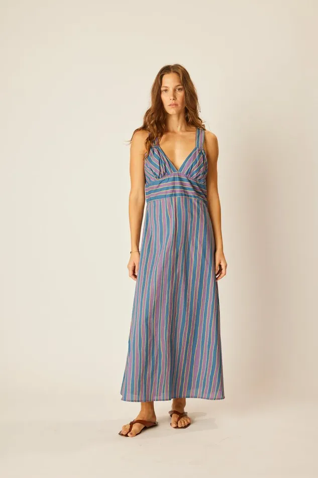 Natalie Martin JACKIE DRESS Batik Stripe Lavender Shop Dresses