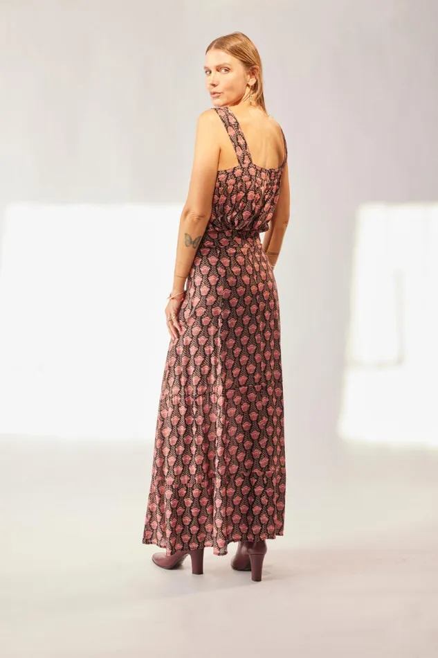 Natalie Martin MADISON SKIRT Tulip Print Kamari Black Shop Bottoms