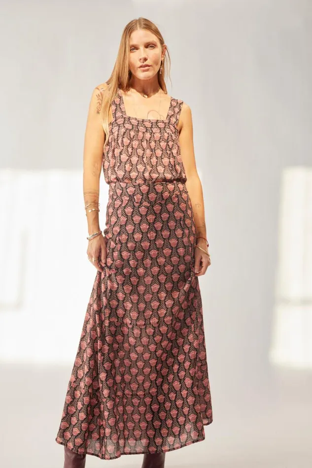 Natalie Martin MADISON SKIRT Tulip Print Kamari Black Shop Bottoms