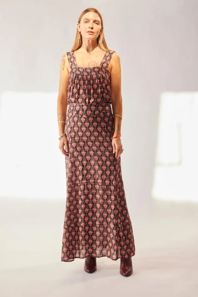 Natalie Martin MADISON SKIRT Tulip Print Kamari Black Shop Bottoms
