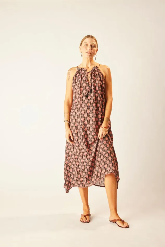 Natalie Martin MARLIEN DRESS Tulip Print Kamari Black Shop Dresses