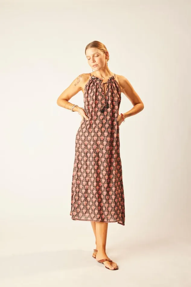 Natalie Martin MARLIEN DRESS Tulip Print Kamari Black Shop Dresses