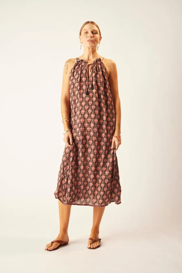 Natalie Martin MARLIEN DRESS Tulip Print Kamari Black Shop Dresses