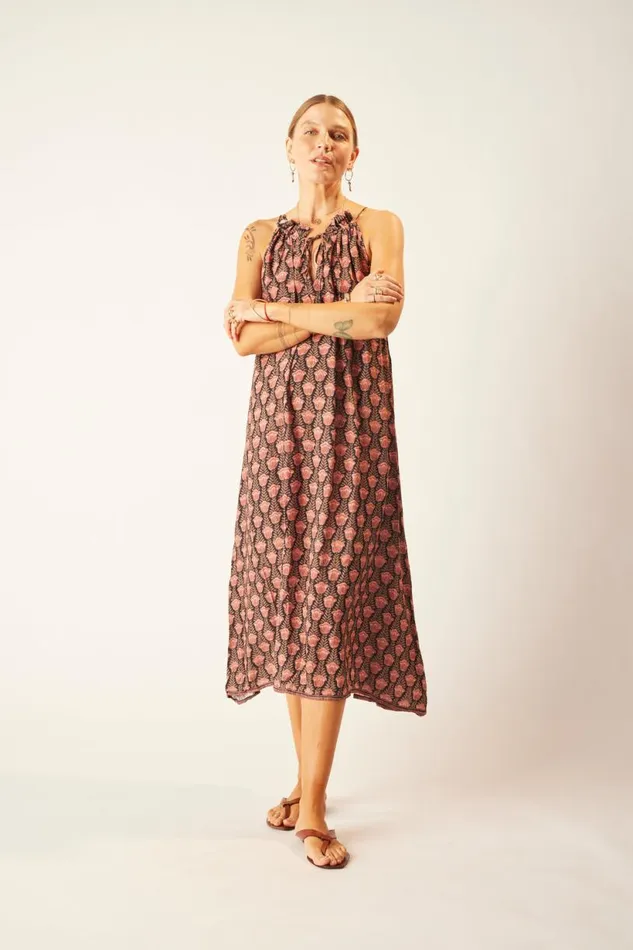 Natalie Martin MARLIEN DRESS Tulip Print Kamari Black Shop Dresses