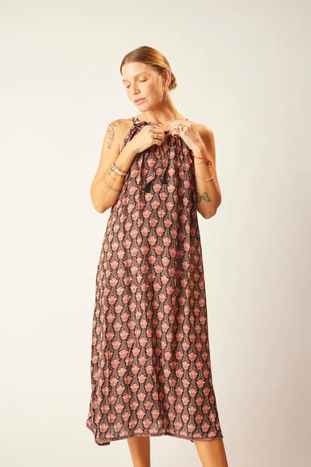 Natalie Martin MARLIEN DRESS Tulip Print Kamari Black Shop Dresses