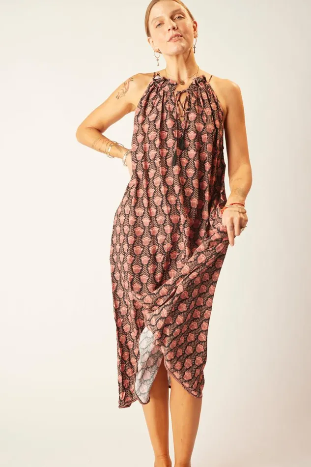 Natalie Martin MARLIEN DRESS Tulip Print Kamari Black Shop Dresses