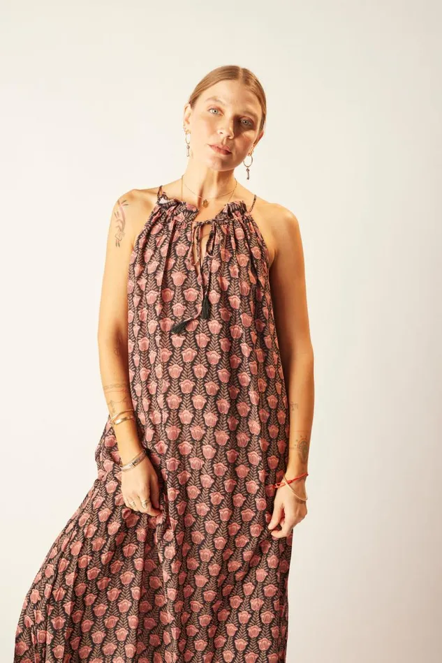 Natalie Martin MARLIEN DRESS Tulip Print Kamari Black Shop Dresses