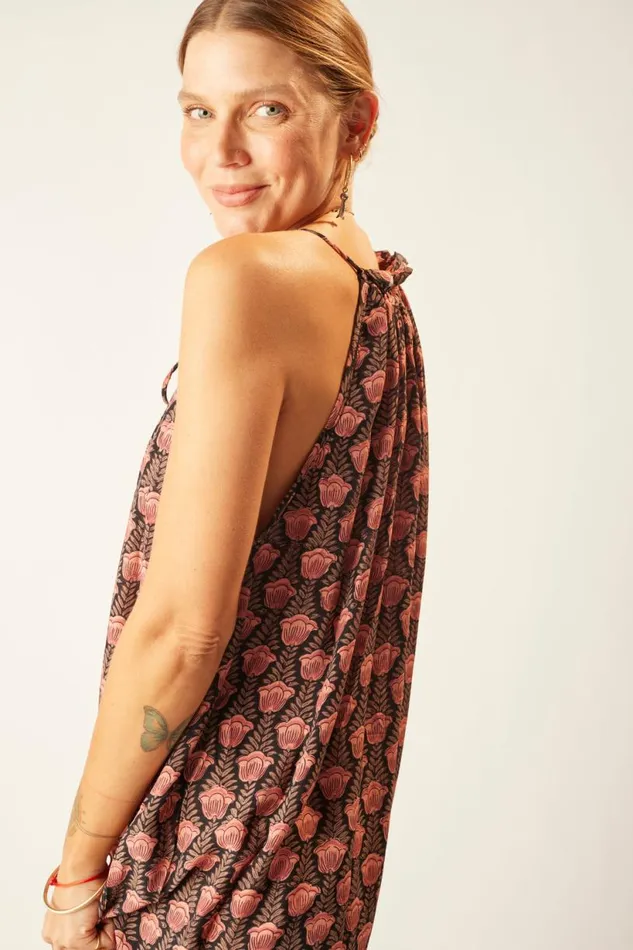 Natalie Martin MARLIEN DRESS Tulip Print Kamari Black Shop Dresses