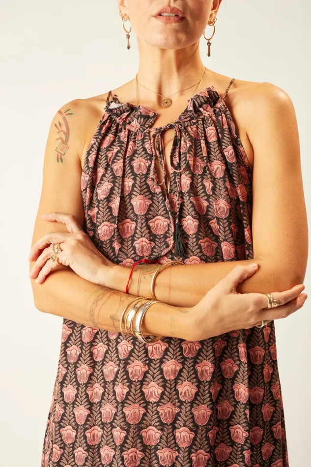 Natalie Martin MARLIEN DRESS Tulip Print Kamari Black Shop Dresses