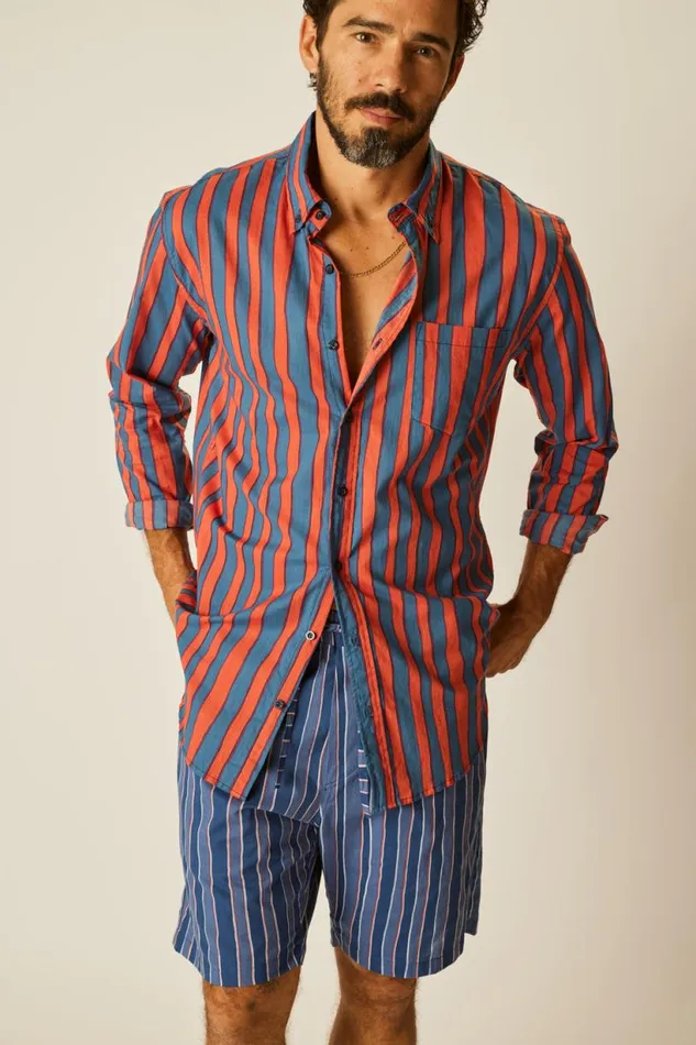 Natalie Martin MAX SHIRT Batik Stripe Blood Orage Shop The Family Martin