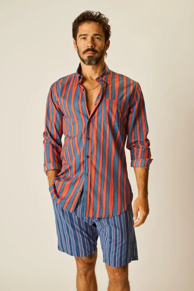 Natalie Martin MAX SHIRT Batik Stripe Blood Orage Shop The Family Martin