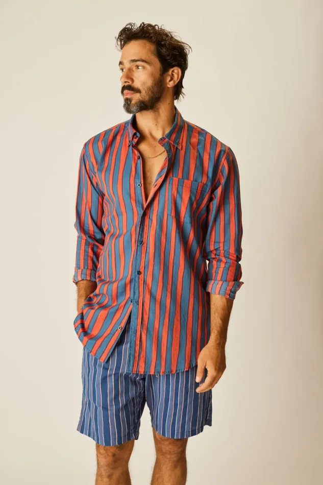 Natalie Martin MAX SHIRT Batik Stripe Blood Orage Shop The Family Martin