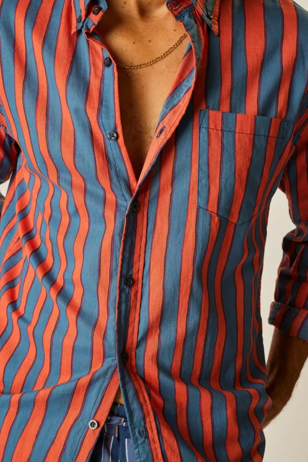 Natalie Martin MAX SHIRT Batik Stripe Blood Orage Shop The Family Martin