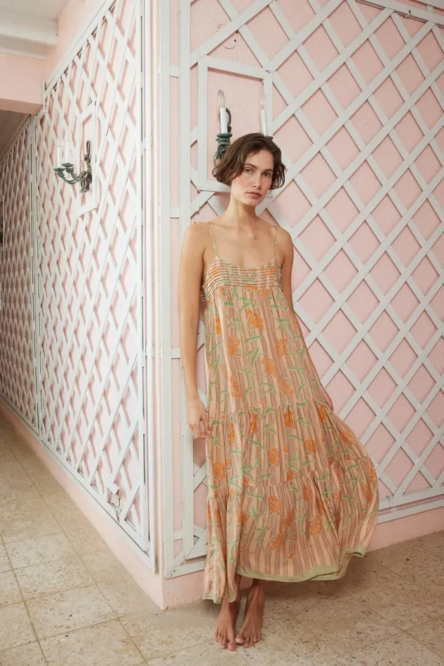 Natalie Martin MELANIE DRESS Chamomile Apricot Shop Dresses