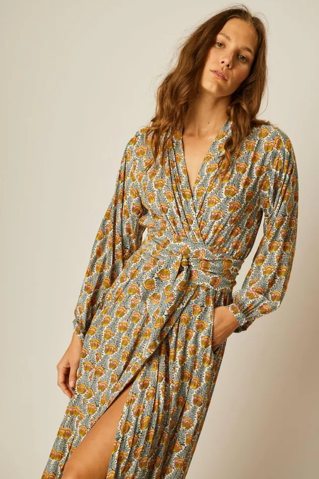 Natalie Martin NICO LS MAXI WITH SASH Tulip French Blue Shop Dresses