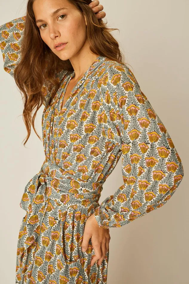 Natalie Martin NICO LS MAXI WITH SASH Tulip French Blue Shop Dresses