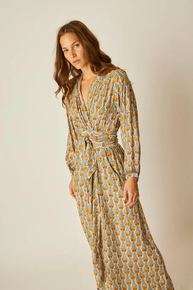Natalie Martin NICO LS MAXI WITH SASH Tulip French Blue Shop Dresses
