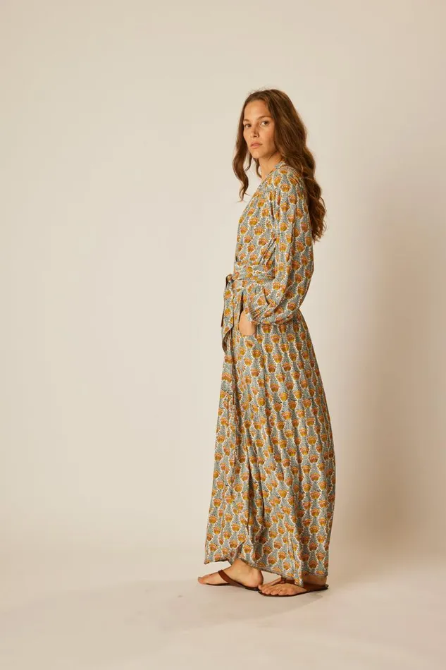 Natalie Martin NICO LS MAXI WITH SASH Tulip French Blue Shop Dresses