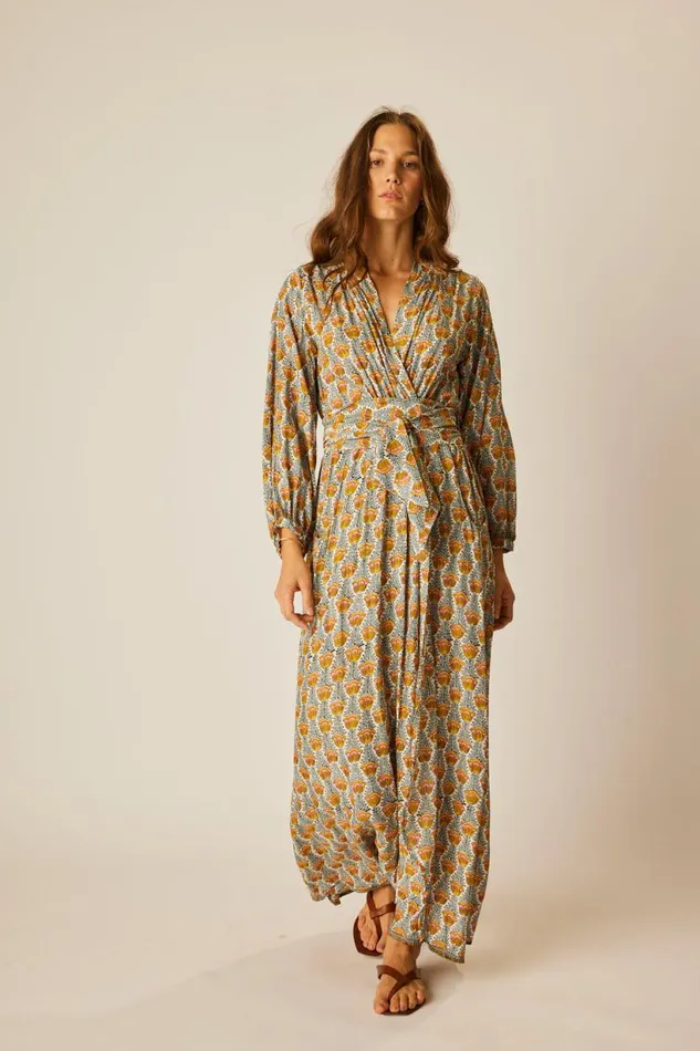 Natalie Martin NICO LS MAXI WITH SASH Tulip French Blue Shop Dresses