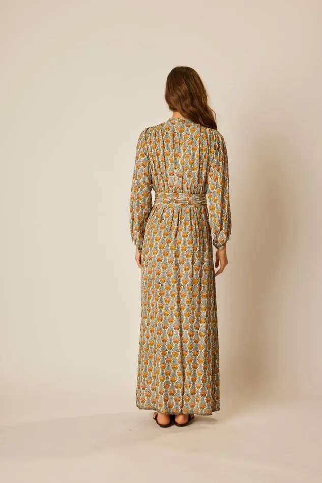 Natalie Martin NICO LS MAXI WITH SASH Tulip French Blue Shop Dresses