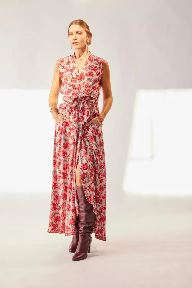 Natalie Martin NICO SLEEVELESS MAXI Silk Watercolor Clementine Shop Dresses
