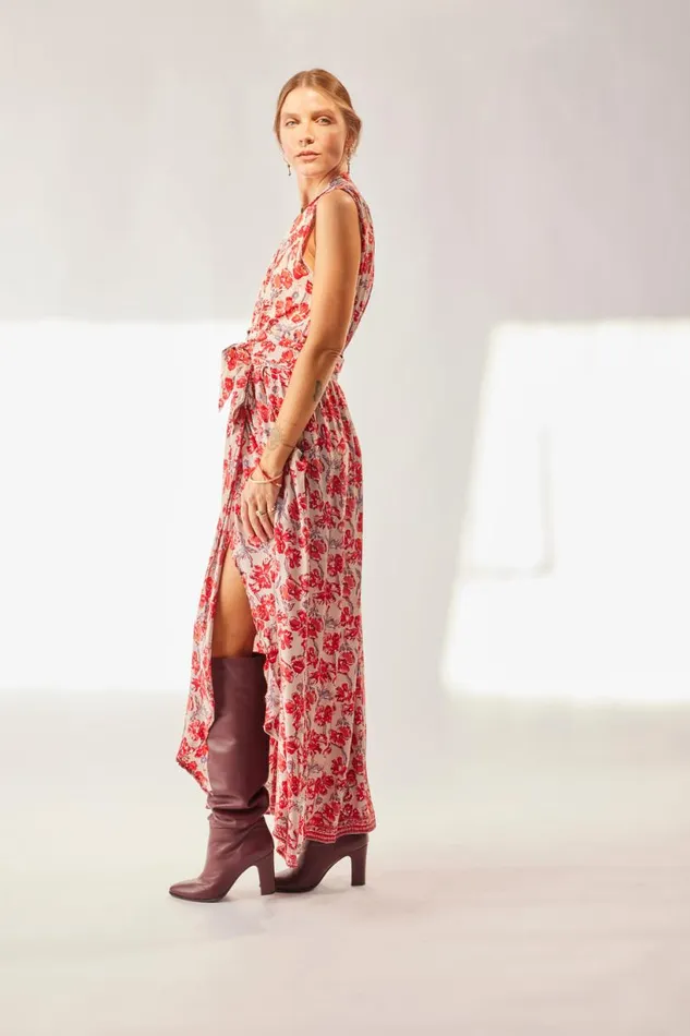 Natalie Martin NICO SLEEVELESS MAXI Silk Watercolor Clementine Shop Dresses