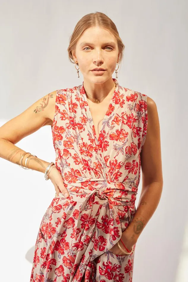 Natalie Martin NICO SLEEVELESS MAXI Silk Watercolor Clementine Shop Dresses